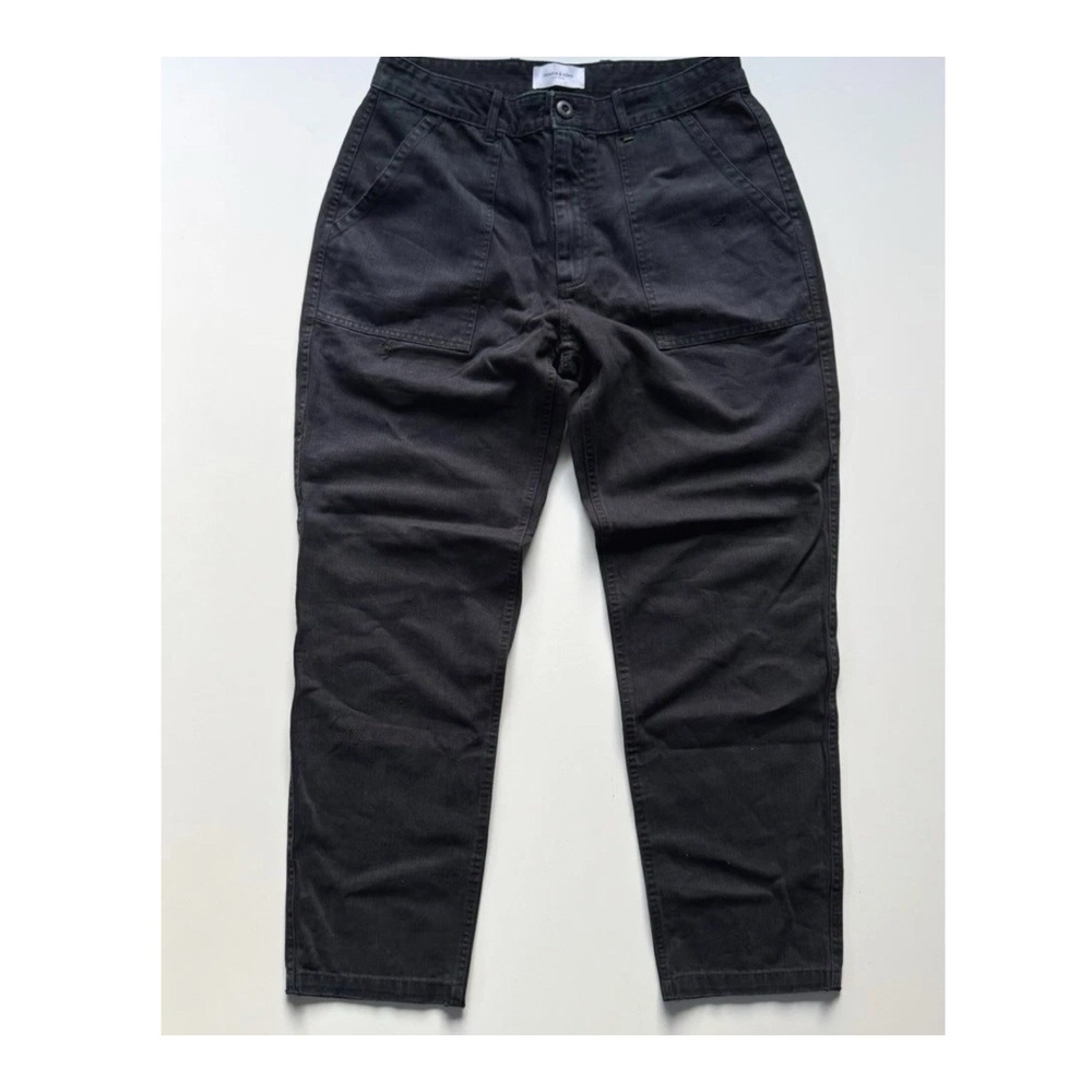 OVADIA & SONS Herringbone Tapered Fatigue Pants Mens 32 (30x28) Blue Distress